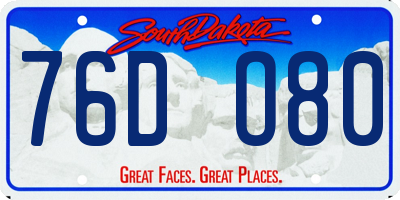 SD license plate 76DO80