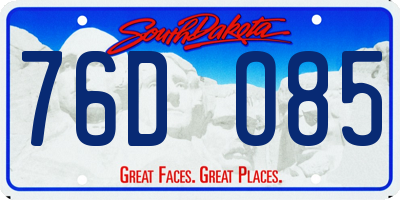 SD license plate 76DO85