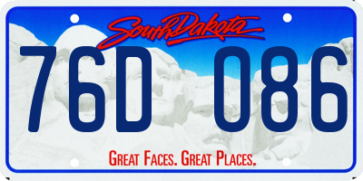 SD license plate 76DO86