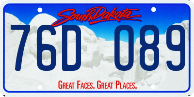 SD license plate 76DO89