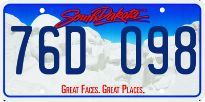 SD license plate 76DO98
