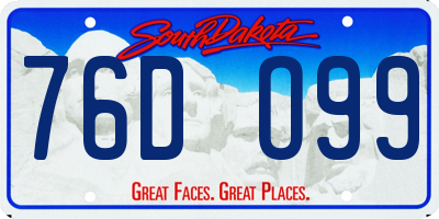 SD license plate 76DO99