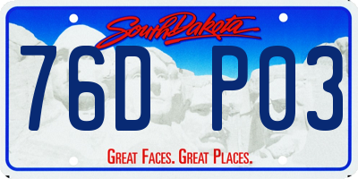 SD license plate 76DP03