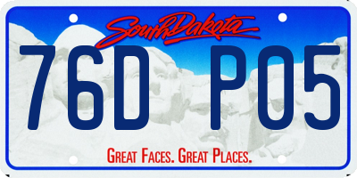 SD license plate 76DP05