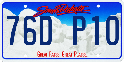 SD license plate 76DP10