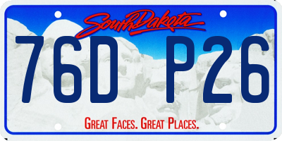 SD license plate 76DP26