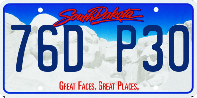 SD license plate 76DP30