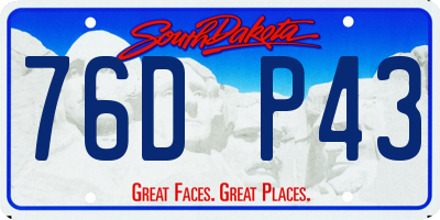 SD license plate 76DP43