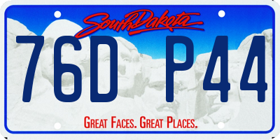 SD license plate 76DP44