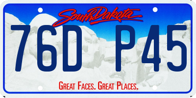 SD license plate 76DP45