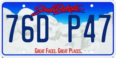 SD license plate 76DP47