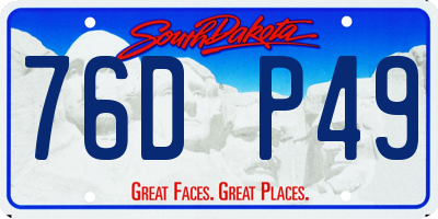 SD license plate 76DP49