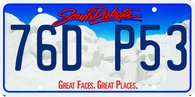 SD license plate 76DP53