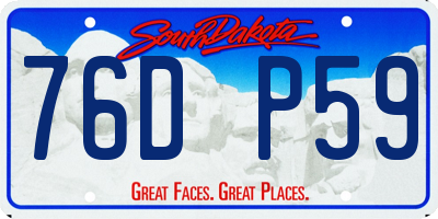 SD license plate 76DP59