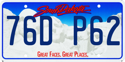 SD license plate 76DP62