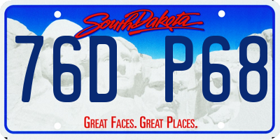 SD license plate 76DP68