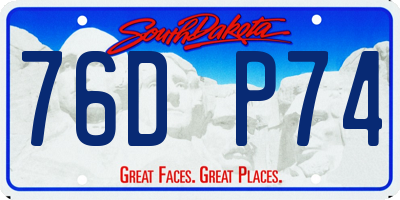 SD license plate 76DP74
