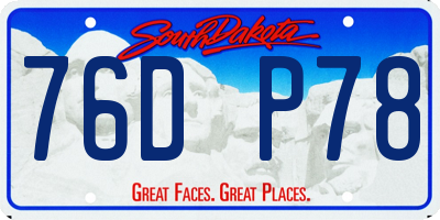 SD license plate 76DP78
