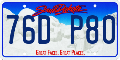 SD license plate 76DP80