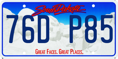 SD license plate 76DP85