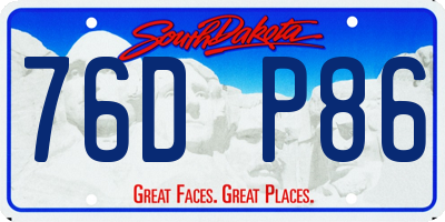 SD license plate 76DP86