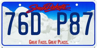 SD license plate 76DP87