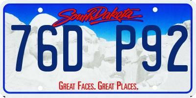 SD license plate 76DP92