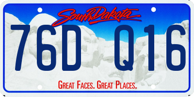 SD license plate 76DQ16