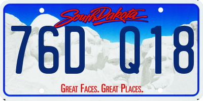 SD license plate 76DQ18