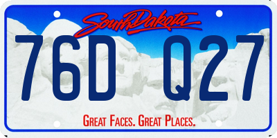 SD license plate 76DQ27