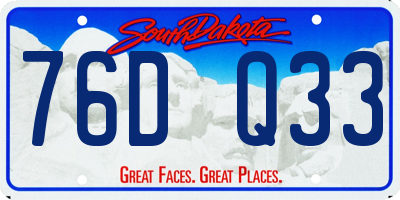 SD license plate 76DQ33
