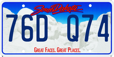 SD license plate 76DQ74
