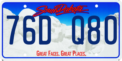 SD license plate 76DQ80