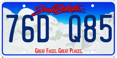 SD license plate 76DQ85