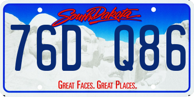SD license plate 76DQ86
