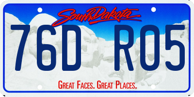 SD license plate 76DR05