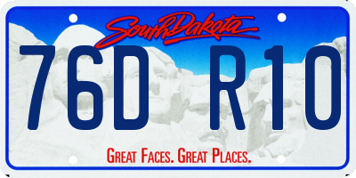 SD license plate 76DR10