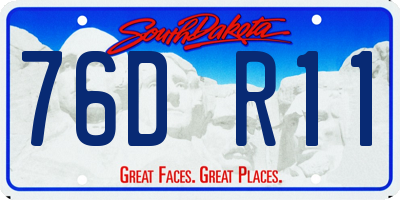 SD license plate 76DR11