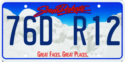 SD license plate 76DR12