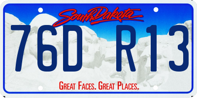 SD license plate 76DR13