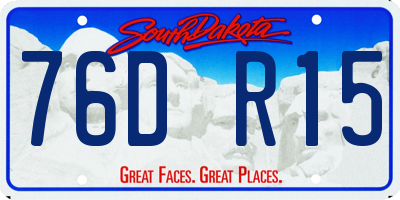 SD license plate 76DR15