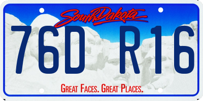 SD license plate 76DR16