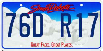 SD license plate 76DR17