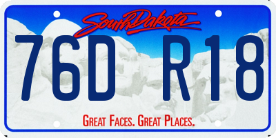 SD license plate 76DR18