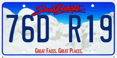 SD license plate 76DR19