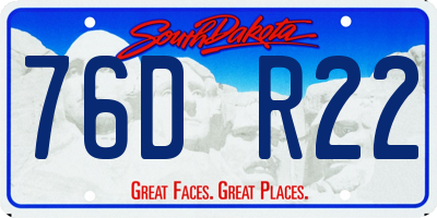 SD license plate 76DR22