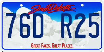 SD license plate 76DR25
