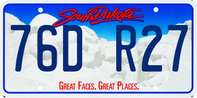 SD license plate 76DR27