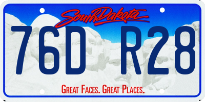 SD license plate 76DR28