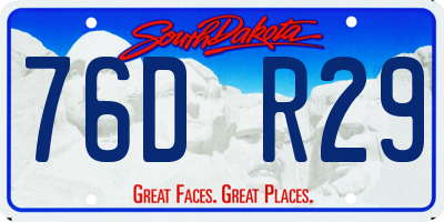 SD license plate 76DR29